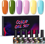 Aoeek 6 Pcs Gel Nail Polish Set 0.29 Fl.Oz /8.5Ml, 6 Neutral Skin Tone UV Gel Polish Colors for Nail Art Home DIY Gel Nail Manicure Kit (08)