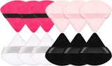 12Pieces Powder Puff Soft Face Triangle Makeup Puffs for Loose Powder Body Cosmetic Foundation Sponges Beauty Makeup Tools,Made of Velour(Black+White+Pink+Rose Red)