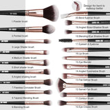 Makeup Brushes Set, 20 Pcs Professional Travel Make up Brushes, Foundation Eyeshadow Blush Brush, Kabuki Blending Concealers Face Powder Eye Makeup Brush Sets（Black Gold)