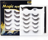 Tinure Updated Invisible Magnetic False Eyelashes 6D Magic Eyelashes with Eyeliner Kit- 1 Tubes of Updated Magic Eyeliner & 5 Pairs Wispy Eyelashes Kit-With Natural Look & Reusable False Lashes -No Glue Need and Reusable (5 Pairs with 1 Eyeliners)