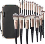 Makeup Brushes with Case, MAANGE 18 Pcs Professional Makeup Brush Set Premium Synthetic Face Kabuki Brush Kit Foundation Powder Eyeshadow Make up Brushes Set Christmas Gift (Pinkgold)