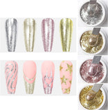 VERONNI Glitter Gel Nail Polish Chrome Platinum Glitter Gel Nail Polish Set , Sparkly Shiny Silver Gold Pink Champagne 4 Colors Nail Art Painting Drawing Home DIY Manicure Nail Salon