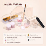 Saviland Acrylic Nail Kit with Drill - 0.5Oz Clear/White/Pink Acrylic Powder and Liquid Set Nail Drill Acrylic Nail Brushes, Acrylic Nail Tool Kit for Nail Extension Home DIY & Nail Salon