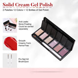 AIMEILI Solid Gel Nail Polish 12 Colours Solid Nail Gel UV LED Soak off Solid Cream Gel Polish