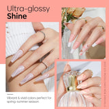 Modelones Gel Nail Polish Set, 9 Colors Nude Pink Glitter Solid Gel Polish Pudding Gel Skin Tones Neutral Upgraded Crème Manicure Palette Soak off LED Nail Art Kit Salon DIY Home with Pro Nail Brush