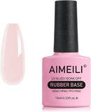 AIMEILI Rubber Base Color Gel for Nail, Soak off UV LED Gel Nail Polish, Correcting Coating with Enhanced Adhesion