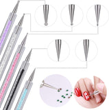 5 Pcs Nail Art Liner Brushes Dual-Ended Nail Polish Decorating Brush Including Fine Striping Brush and Dotting Pen (5,7,9,11,13 Mm)