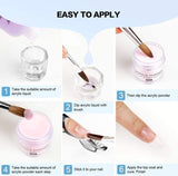 Acrylic Liquid Monomer and Acrylic Powder Set - 3 Colors Acrylic Powder Clear Pink White Professional Acrylic Monomer Liquid 5Oz Acrylic Nail System for Acrylic Nails Extension Kit