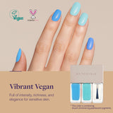 Pluchke Water-Base Vegan Nail Polish 3Pcs in Set – Halal-Friendly Glossy Nail Polish – Air&Water Permeability Low-Odor Vegan Cruelty-Free (Blue)