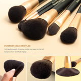 BEAUTYFACTOR Professional Rose Gold Makeup Brushes with Black Travel Bag - 10Pcs Synthetic Foundation Powder Lip Concealer Eyeshadow Blush Tools Set