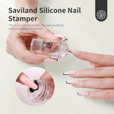 Saviland French Manicure Kit - 4PCS Nail Art Stamper with Black Gel Nail Polish Set, French Tip Nail Stamp and Scraper Nail Stamper Kit for French Nails Home DIY Salon