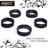 Hoyols Flat Hair Elastics, No Metal Hair Ties Hair Bands for Heavy and Curly Hair Ponytail Holders Headband 5Mm Wide 42 Count (Black)