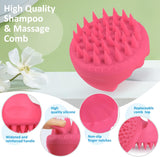 Hair Scalp Massager Shampoo Brush,Joogee [Wet & Dry] Manual Head Soft Silicone Bristles for Hair Wash,Used to Exfoliate and Massage Scalp,Removes Dandruff and Stimulate Hair Growth – Rose Red