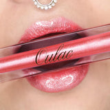 Oulac Glitter Pink Lipgloss with Mirror Finish Moisturizing & Reduce Fine Lines Lip Oil Refuse Chapped Lips Non Sticky Lip Gloss for Girls Women, 4.5Ml/0.15Fl.Oz,Pink Glam(C06)