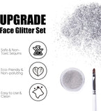 VIOLA HOUSE Glitter for Face Hair Eyes and Body, Festival Glitter Nails Makeup Long Lasting Sparkling,8 Pcs Slim Fine Laser Glitter Powder Set,Liquid Body Glitter Gel