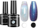 Senvenski Pearl Opal Mermaid Gel Nail Polish Shell Aurora Shiny Glitter Shimmer Glimmer Holographic Soak off Gift Set UV LED Art Varnish Kit (CS2-004)