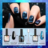 Kredioo Gel Nail Polish Cat Eye Polishes with Magnetic Tool, 6 Holographic Glitter Soak-Off UV Gels for Nails Art, Chrome Golden Green Blue Purple Pink Red Colours Professional Polishes Kit Salon Quality Gift Set