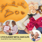 6 Pack Metal Hair Claw Clips for Women, Large Hair Clamps for Medium Thick Hair Strong-Hold Golden Jaw Clip Big Non-Slip Hair Catch Barrette Fashion Hair Styling Accessories Gifts for Ladies and Girls