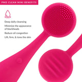 PMD Beauty Clean Mini - Smart Facial Cleansing Device with Silicone Brush & Anti-Aging Massager - Sonicglow Vibration Technology - Clear Pores & Blackheads - Lift, Firm, & Tone Skin, Purple