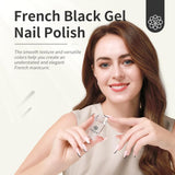 Saviland French Manicure Kit - 4PCS Nail Art Stamper with Black Gel Nail Polish Set, French Tip Nail Stamp and Scraper Nail Stamper Kit for French Nails Home DIY Salon