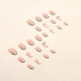 RYUUSEI 24Pcs Medium Long Light Pink Press on Nails Almond Shaped Fake Nails Rhinestones False Nails Glitter Design Nail Art Supplies Full Cover Artificial Glue on Nails for Women Girls Acrylic Decorations