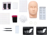 Beauty7 Eyelash Extension Kit Silicone Training Mannequin Head 10 Pairs Practice False Lashes Strip Random Classic Easy Fan Eyelashes Tweezers Mascara Brushes Micro Swab Eye Pads Makeup Practice Kit