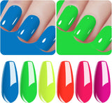 Vishine Gel Nail Polish Starter Kit - 6PCS Neon Yellow Green Orange Red Gel Nail Varnish Soak off Bright Color UV LED Manicure Gift Set 8ML