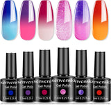 Senvenski Gel Nail Polish Red Pink Yellow Green Blue Purple Rainbow Colors Summer Set Gift Soak off UV LED Manicure Art Varnish Kit 6 Colors (CS6-017)