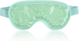 NEWGO Cooling Eye Mask Gel Eye Mask Reusable Cold Eye Mask for Puffy Eyes, Eye Ice Pack Eye Mask with Soft Plush Backing for Dark Circles, Migraine, Stress Relief - Green