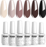 Vishine Nude Brown Collection Gel Nail Polish Set - 6 Colors Gel Polish Set Kit UV LED Soak off Gel Polish 0.27 OZ 8ML