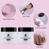 Acrylic Liquid Monomer and Acrylic Powder Set, Professional Liquid Monomer Set for Acrylic Nails Extension Beginner Kit for Acrylic Nails Extension Beginner Kit - Acrylic Powder Clear&White(60G）