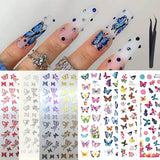 DAWNTREES Nail Stickers,8 Sheets Butterfly Nail Decals Nail Accessories for Women Girl Kids Nail Stickers，Diy，For Nail Art Decorations Supplies Women Girls Gift