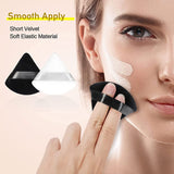 YBVABE 12Pieces Powder Puff, Triangle Makeup Puff, Black Soft and Supple Puffs, Reusable Face Sponge with Strap for Loose Powder Mineral Powder Body Cosmetic Foundation Sponge Makeup Tool (Black)