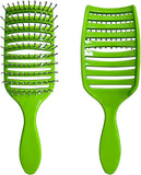 Hair Brush - Curved & Vented Detangling Hair Brush for Women Long, Thick, Curly and Tangled Hair, Blow Drying Detangling and Head Massage Hair Styling (Green)