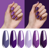 Vishine 6PCS Purple Glitter Nail Polish Gel UV LED Soak off Nail Art Kit Gorgeous Manicure Collection Gift Set 8Ml