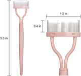 Eyelash Comb, 2 Pcs Arc Designed Eyelash Separator Mascara Applicator Eyebrow Brush Metal Teeth Eye Lash Tool with Comb Cover, Pink