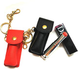 EXCEART Lipstick Keychain Holder Black Leather Lipstick Sleeve Portable Lip Balm Keychain Bag Women Outdoor Lip Gloss Lipstick Storage Holder