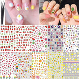 DAWNTREES Nail Stickers,8 Sheets Metallic Self-Adhesive Nail Stickers for Women Girl Kids Nail Stickers，Diy，3D Metallic Star Moon Leaf Line Nail Design Stickers Decals Manicure Fingernail Decorations Women Girls Gift。