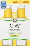 Olay Complete Defence Daily UV Moisturising Lotion with Aloe and Green Tea Extract 2 Pack, 75Ml