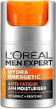 L'Oreal Paris Men Expert Moisturiser for Men, for Dry and Tired Skin, with Guarana and Vitamin C, Long-Lasting Hydration, Men Expert Hydra Energetic, 50Ml