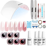 Vishine Gel Nail Polish Kit UV Light, 36W UV LED Nail Dryer Lamp, 6 Sheer Milky Pink Jelly Transparent Colors Base Top Coat Professional All-In-One Nail Art Manicure Tools