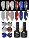 YTD Likomey Reflective Glitter Gel Nail Polish,15Ml Brown Flash Diamond Shimmer Nail Gel,Sparkly Shiny Salon Manicure UV Gel