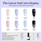 Modelones Holographic Gel Nail Polish Set 6 Colors, Iridescent Pastel Rainbow 9D Cat Eye Magnetic Glitter Nail Art Manicure Kit Light Soft Nude Pink Blue Purple Black Shimmery Effect with Magnet Gifts