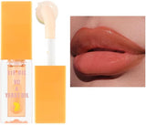 Hydrating Lip Oil, Fruit Extract Lip Oil Tinted for Dry Lip and Lip Care, Shiny and Moisturizing Transparent Lip Oil Gloss (Avocado) (Orange)