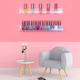 Febwind 2 Pcs Clear Acrylic Nail Polish Organizer Wall Mounted Nail Polish Rack Wall Mounted Nail Supplies Shelf with Removable Anti-Slip Baffle for Display Stand/Storage Holder