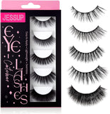 Jessup False Eyelashes,3D Fake Eyelashes 5 Pairs Pack Faux Mink Lashes Wispy Fluffy Dramatic Sexy Reusable False Lashes, FE501