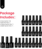 Beetles Gel Polish 20 Colors Gel Nail Kit with 3Pcs Gel Base and Top Coat Glossy Matte Gel 18Pcs Gel Art Polish & 2Pcs White Black Liner Gel for Swirl Comic Book Pop Art Nails Glitter for Girls Women