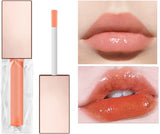 Plumping Lip Oil, Hydrating Lip Gloss Tinted Lip Balm Transparent Lip Care, Long Lasting Nourishing Non-Sticky Fresh Texture,Big Brush Head Glitter Shine (Orange)