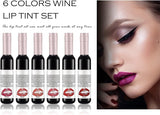 Wine Lip Tint, 6 Colori,Wine Bottle Lip Tint Stain Matte Liquid Lipstick Lip Gloss Sets for Women Labiales Mate Wine Bottle Red Matte Long Lasting