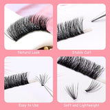 Premade Fans Eyelash Extensions 20 Roots C Curl 0.10Mm Mix Individual Cluster False Lashes | 8, 10, 12, 14Mm Length | DIY Natural Synthetic Faux for That Authentic Eyelash Extensions Look (80PCS)